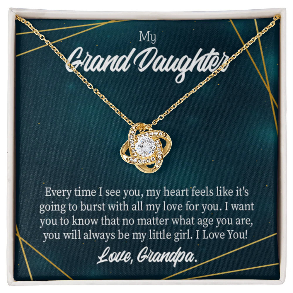Granddaughter Grandpa Loves Infinity Knot CZ Necklace Gold Tone Standard Box